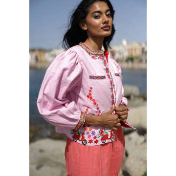 Luna Llena Vespa Embroidered Jacket In Pink