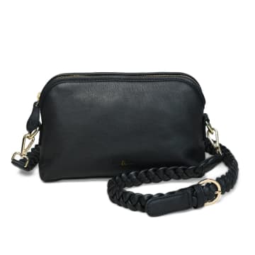 Bell & Fox Layla Crossbody Bag With Handwoven Strap In Black Leather
