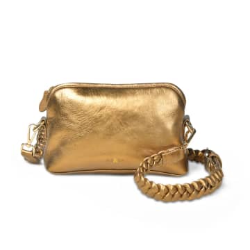 Shop Bell & Fox Layla Crossbody Bag With Hand Woven Strap In Metallic Bronze Leather