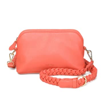 Bell & Fox Layla Crossbody Bag With Hand Woven Strap In Coral Leather In Red