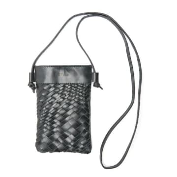 Shop Bell & Fox Kasi Mini Hand Woven Crossbody Bag In Black Leather