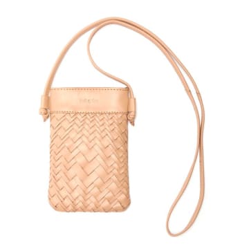 Bell & Fox Kasi Mini Hand Woven Crossbody Bag In Caramel Leather In Pink