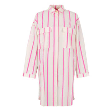 Cras Flax Shirt Neon Stripe In Pink