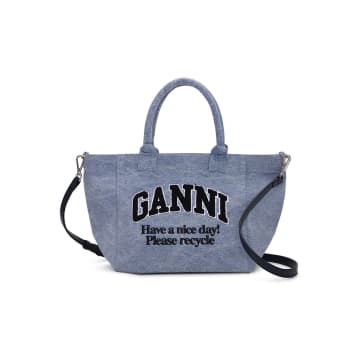 Shop Ganni Small Shopper Bag In Blue
