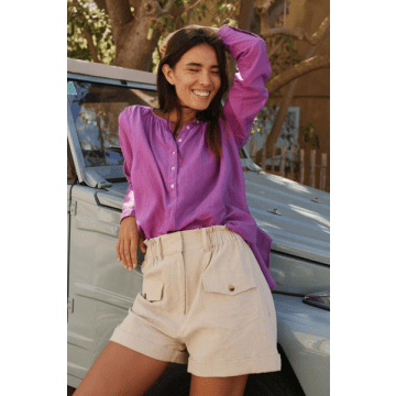 Shop Indi And Cold Purple Cotton Voile Shirt