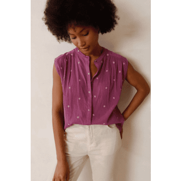 Shop Indi And Cold Purple Crepe Gauze Shirt