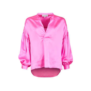 Constellation By Electra Satin V-neck Blouse In Pink