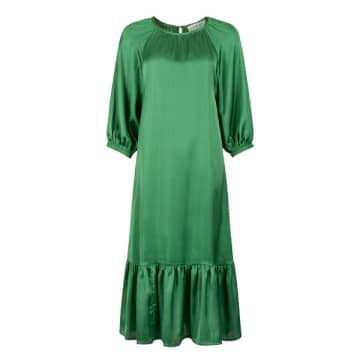 Constellation By Celeste Plain Satin Smock Dress In Green