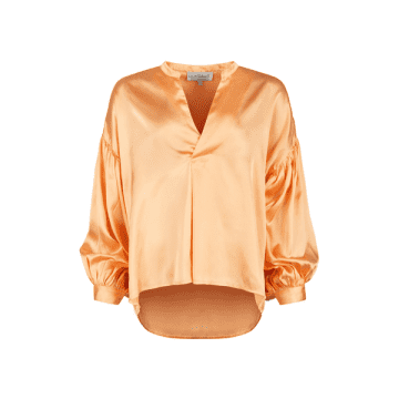 Constellation By Electra Satin V-neck Blouse In Yellow