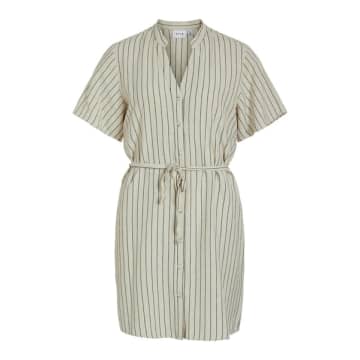 Shop Vila Natural Stripe Shirt Dress