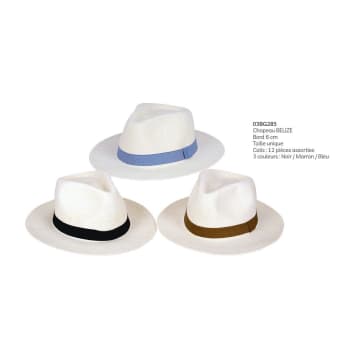 Shop Silks Chapeau Belize White Hat With Blue Band