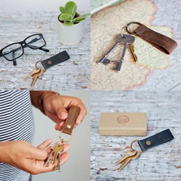 Shop The Paper High Gift Co. Leather Keyring In Black
