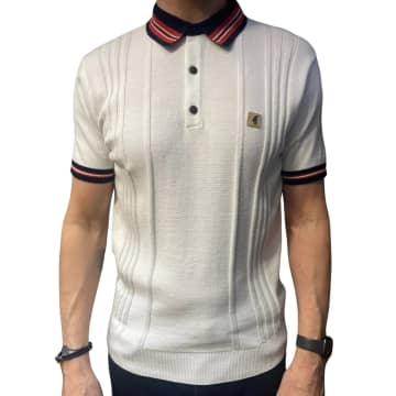 Shop Gabicci Vintage Canto Knitted Polo Shirt In White