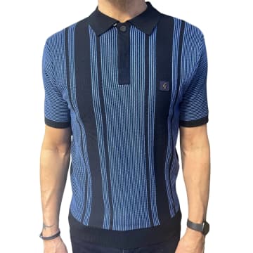 Shop Gabicci Vintage Dante Knitted Polo Shirt In Blue