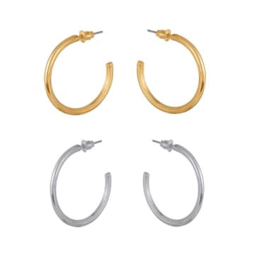 Shop Big Metal Hoop Earrings Anthonia Gold Silver Plated In Metallic