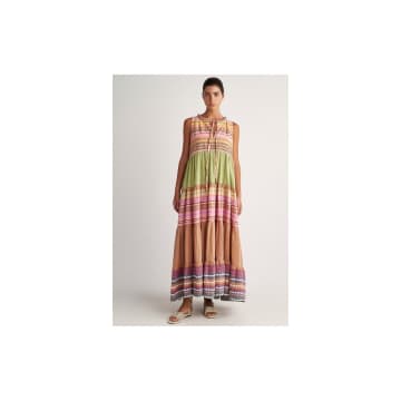 Shop Pearl & Caviar Zakar Multi Stripe Sleeveless Maxi Dress Size: Xs/s