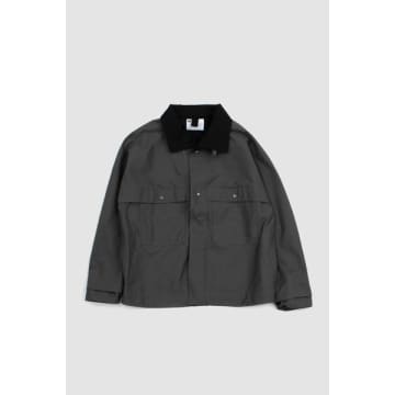 Shop Margaret Howell High Collar Jacket Compact Cotton Canvas Charcoal