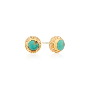 Shop Anna Beck Turquoise Stud Earrings In Gold