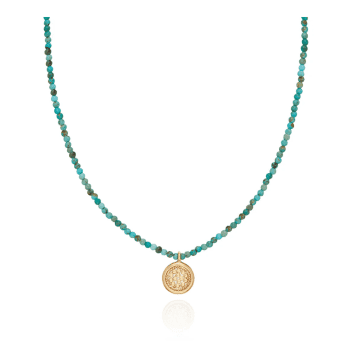 Shop Anna Beck Turquoise Beaded Circle Pendant Necklace In Gold