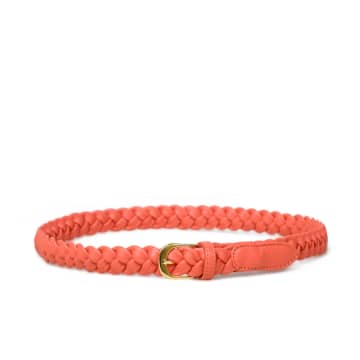 Shop Bell & Fox Arya Woven Leather Belt-coral In Pink