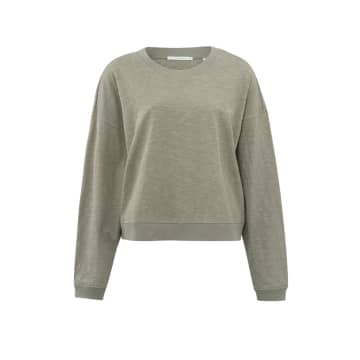 Shop Yaya Sweatshirt With Crewneck, Long Sleeves And Slub Effect In Green