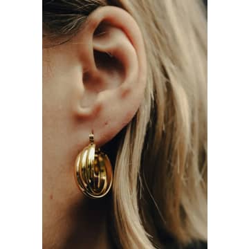 Nordic Muse Triple Entwine Hoop Earrings In Gold