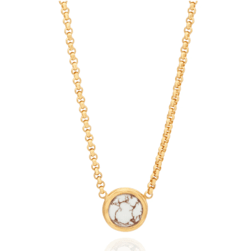 Shop Anna Beck Medium White Buffalo Turquoise Pendant Necklace In Gold
