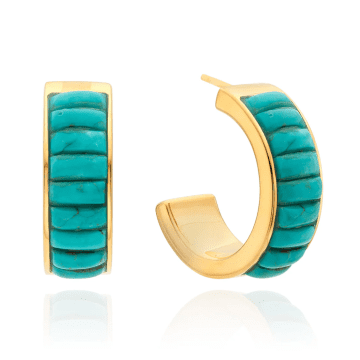 Shop Anna Beck Rectangular Turquoise Multi-stone Hoop Earrings In Blue