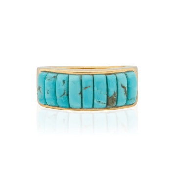 Shop Anna Beck Rectangular Turquoise Multi Stone Ring In Gold