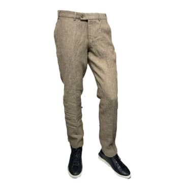 Shop Hiltl - Tarent Slim Fit Linen Trousers In Dark Beige 53355/53600 33 In Neturals