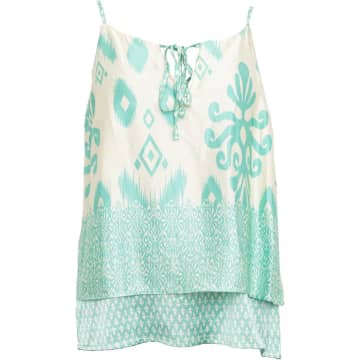 Shop Costamani Border Top | Turquoise/whisper In Blue