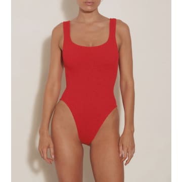 Shop Hunza G - Square Neck Swimsuit In Red