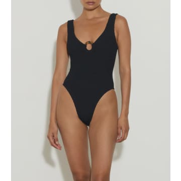 Shop Hunza G - Celine Crinkle Swimsuit In Black