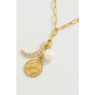 Shop Estella Bartlett Moon And Pearl Multi Lariat Necklace In Gold