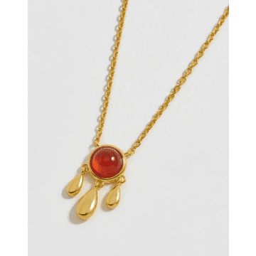 Shop Estella Bartlett Carnelian Stone And Droplet Necklace In Gold