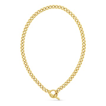 Shop Orelia Luxe Flat Curb T-bar Necklace In Gold
