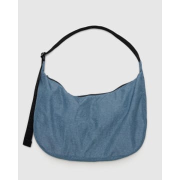 Shop Baggu Digital Denim Large Nylon Crescent Bag In Blue