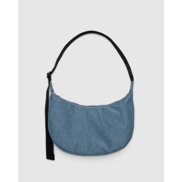 Shop Baggu Digital Denim Medium Nylon Crescent Bag In Blue