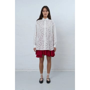 Shop Stella Nova Embroidered Cotton Shirt In White