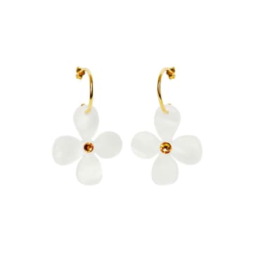Shop Toolally Daisy Hoop Earrings In White