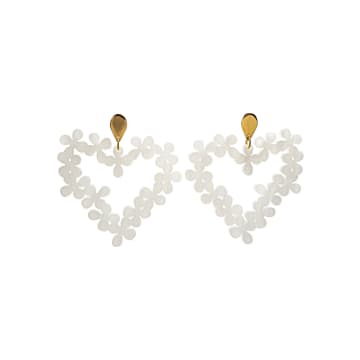 Shop Toolally Hearts In Flowers Earrings In White
