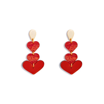 Shop Toolally Heart Drop Earrings In Red