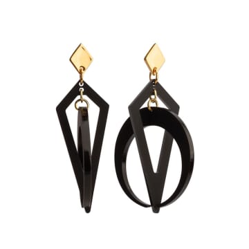 Shop Toolally Crescent Hoops In Black