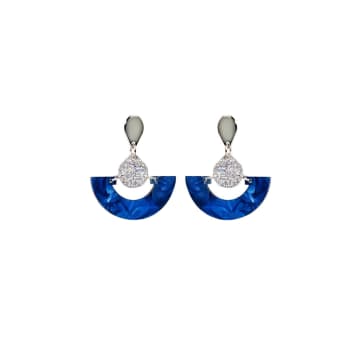 Shop Toolally Mini Fans Earrings In Blue