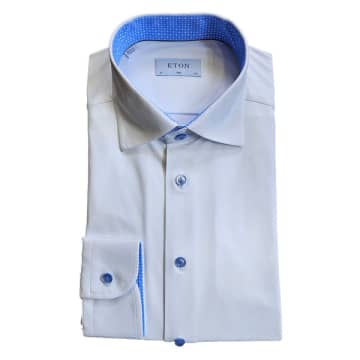 Shop Eton - White Slim Fit Four-way Stretch Shirt With Contrast Details 10001226900