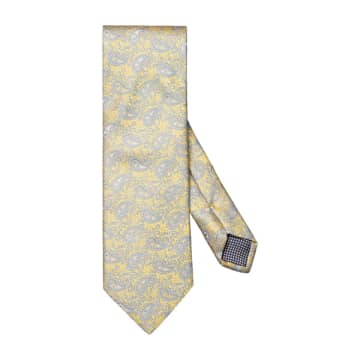 Shop Eton - Paisley Print Silk Tie In Yellow 10001139841