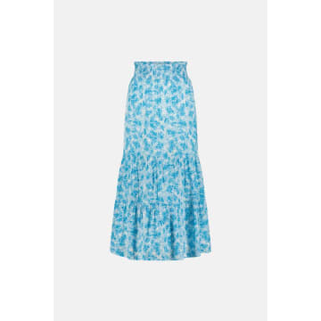 Shop Fabienne Chapot Louise 3 Tiered Midi  Skirt In Blue Figolette Print