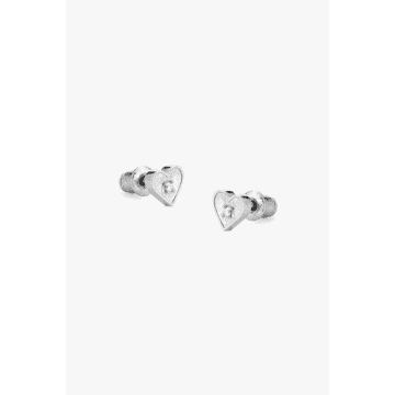 Shop Tutti & Co Loyalty Heart Stud Earrings In Metallic