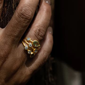 Shop Tuskcollection Gold Ring With Semi Precious Stones Raili