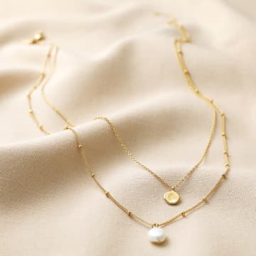 Shop Lisa Angel Pearl And Disc Layered Pendant Necklace In Gold